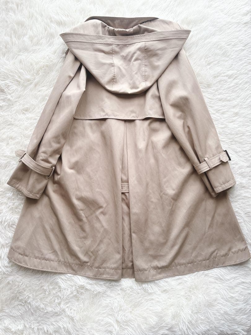 美品 ジャスグリッティー フード付きロングトレンチコート M