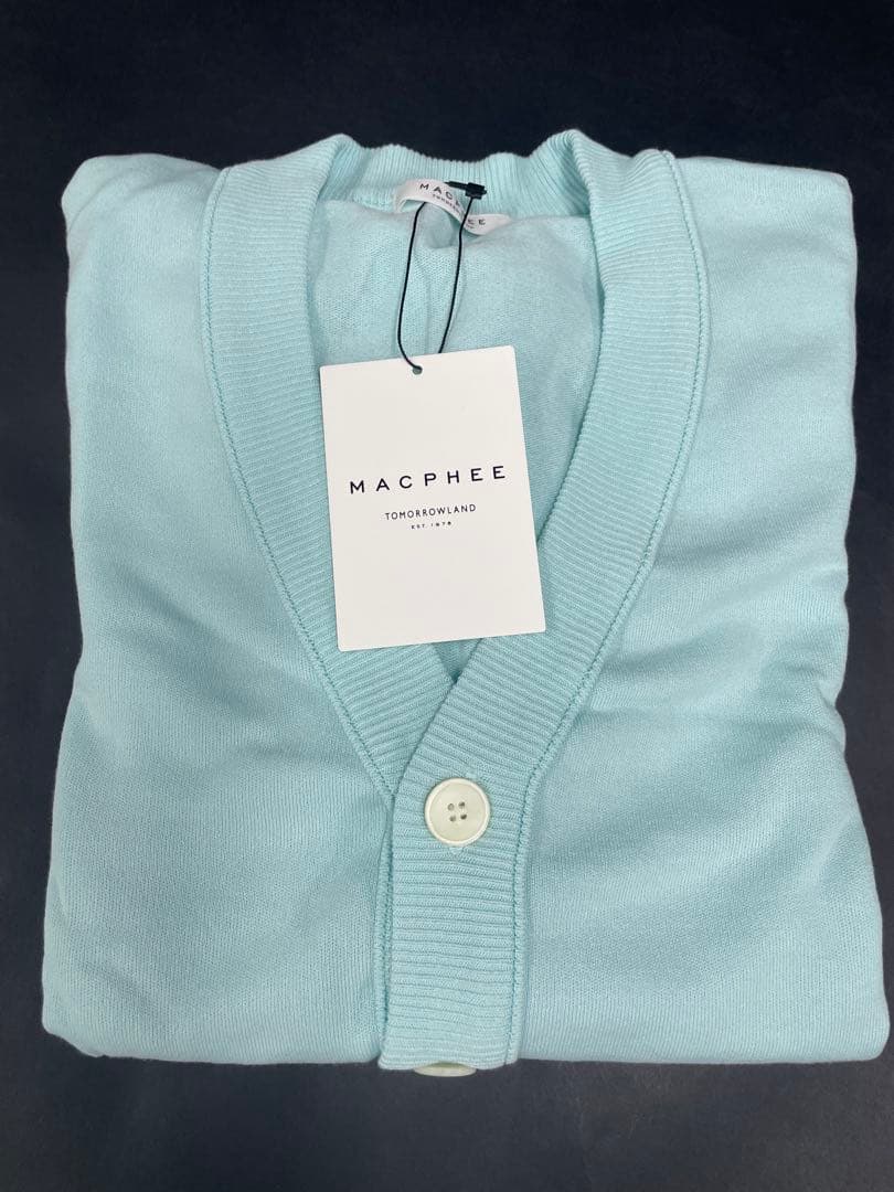 MACPHEE コットンVネックカーディガン S 水色 日本製 新品