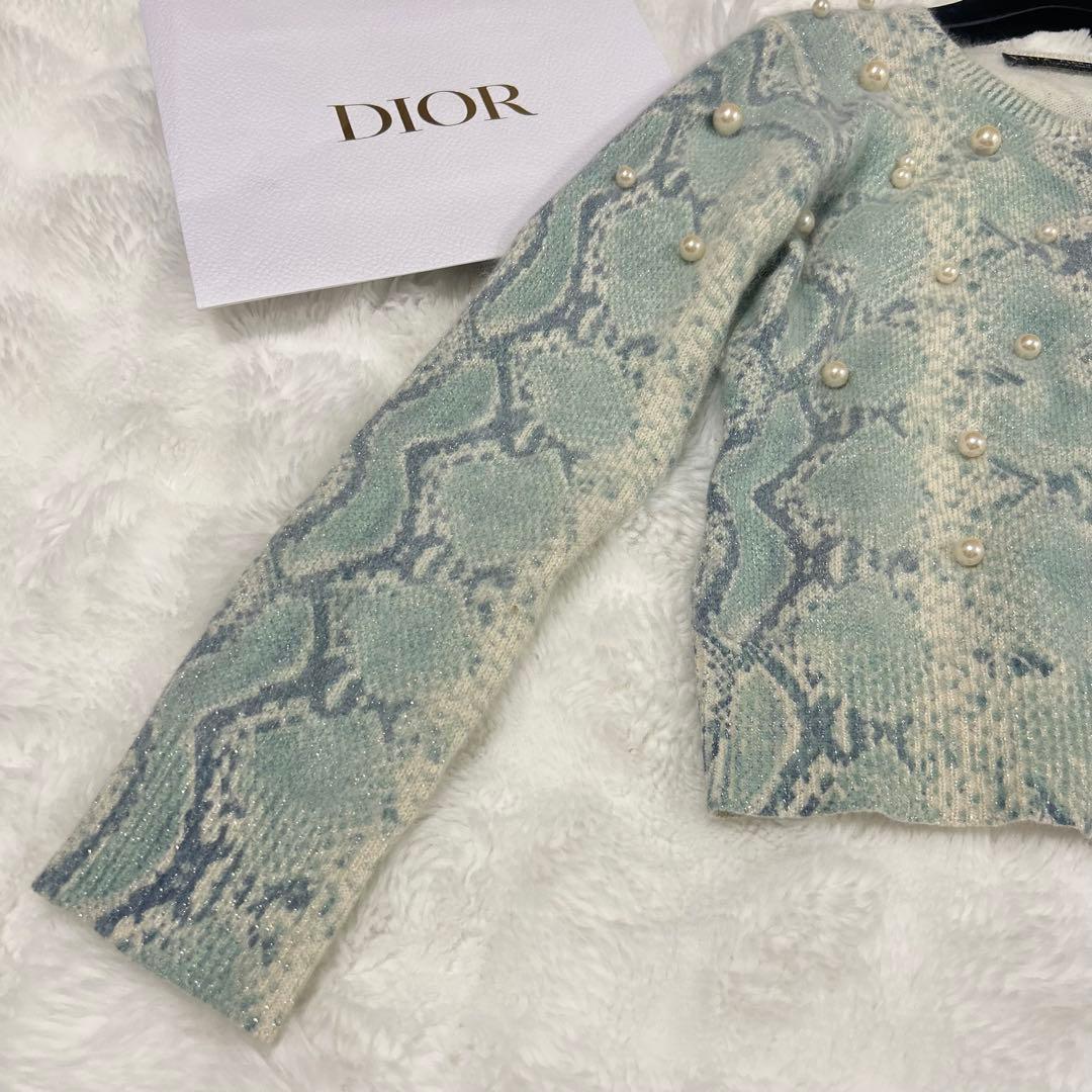 【極美品】ケイタマルヤマ アンゴラ パールカーディガン ラメ 春 水色 M