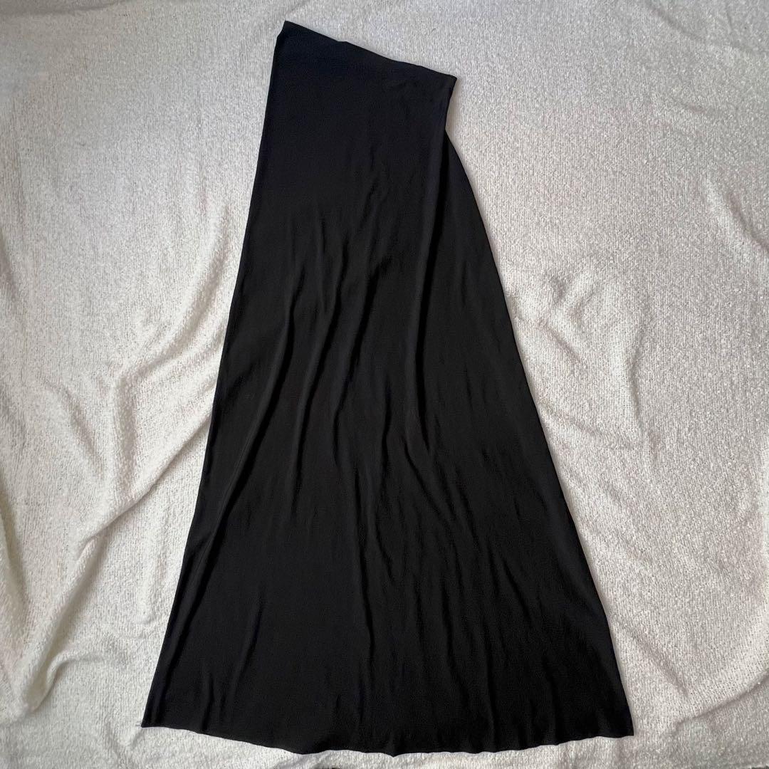 【美品】ISSEY MIYAKE レーヨン マキシ ロングスカート ブラック M