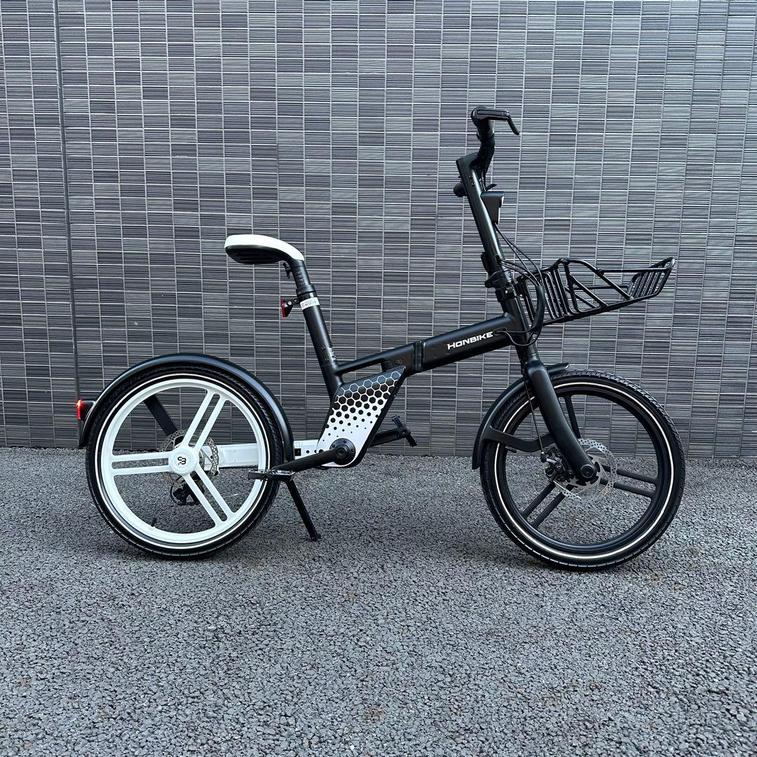HONBIKE 電動アシスト自転車 前カゴ付走行142キロ