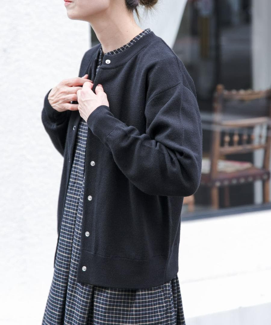 新品◆FORK&SPOON◆ミラノリブクルーネックカーディガン《BLACK》