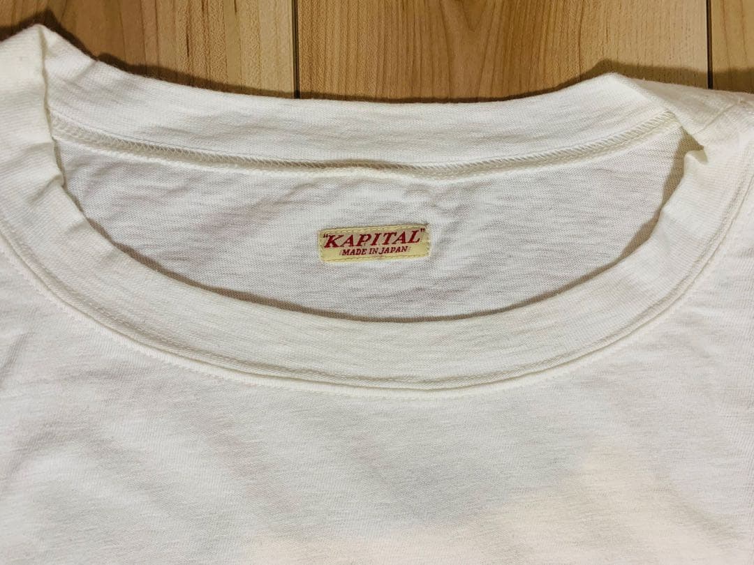 【kapital】天竺 バンダナ HUGE-T 半袖Tシャツ ピンク×キナリ
