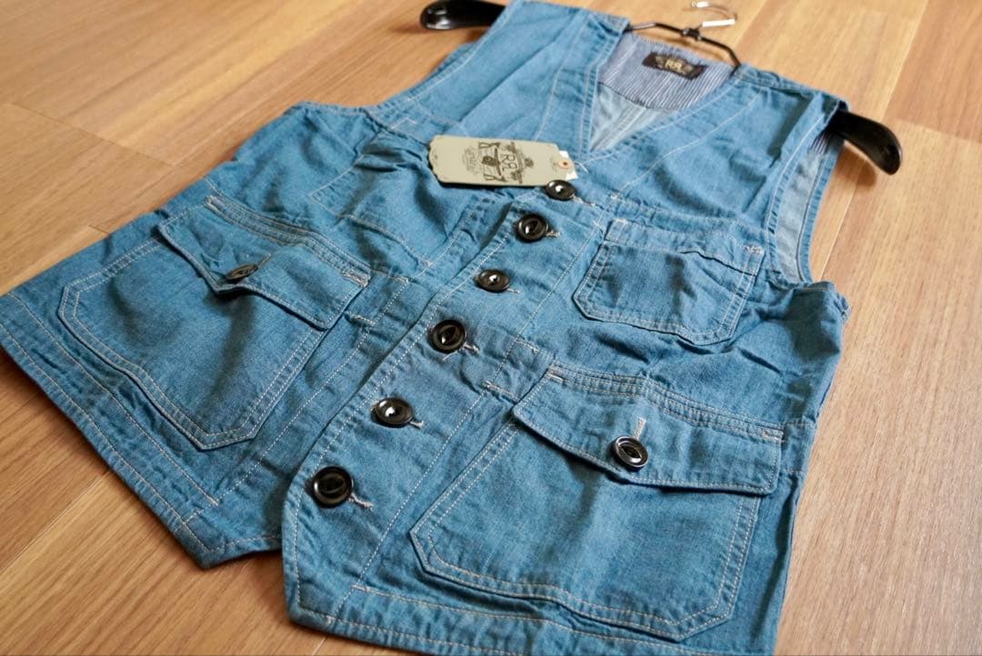【ガッキー】新品未使用品 RRL インディゴ デニム ベスト Lサイズ