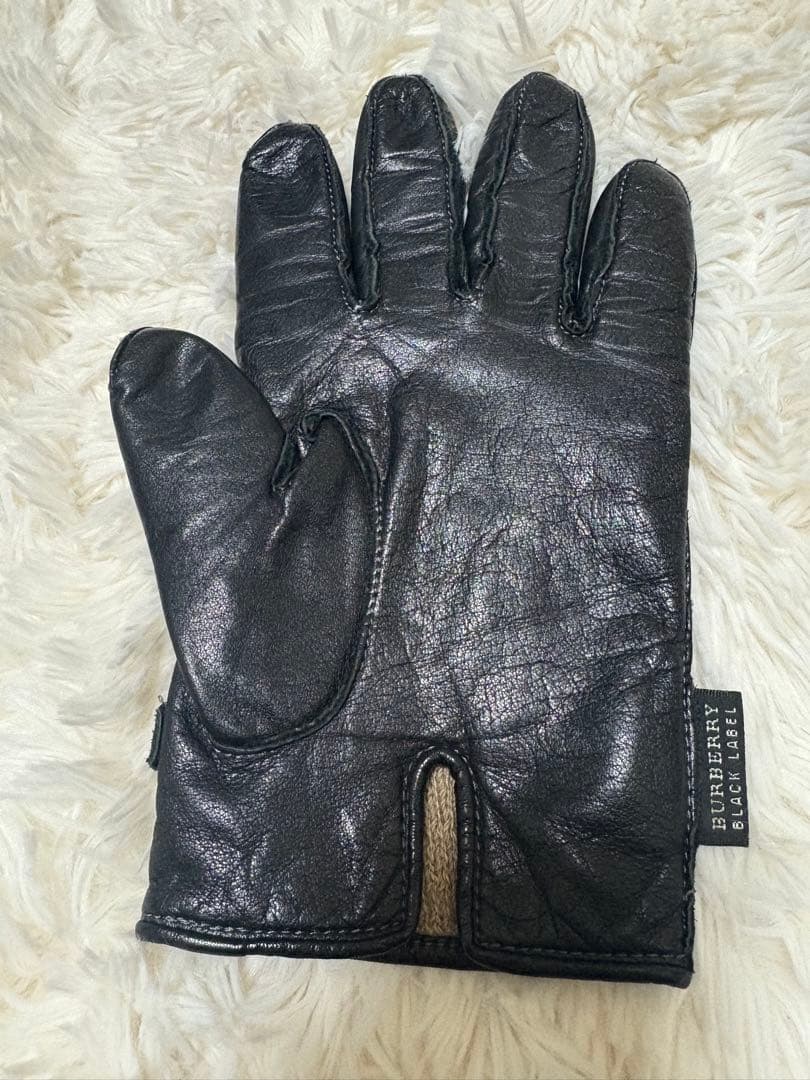 BURBERRY BLACK LABEL ラムレザーグローブ　　手袋　ブラック