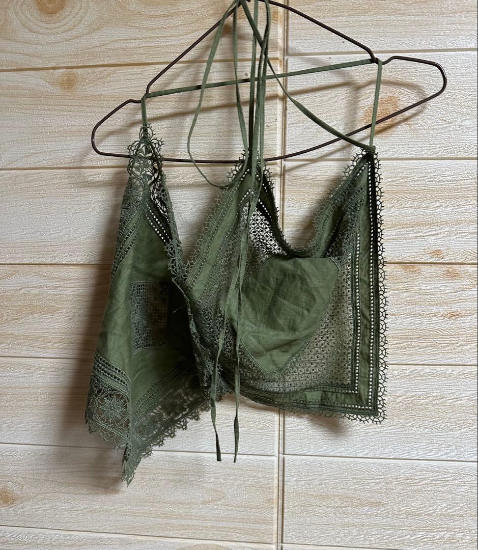 ♥︎即完売♥︎新品未使用SALON adam et ropeレースキャミ　カーキ♥︎