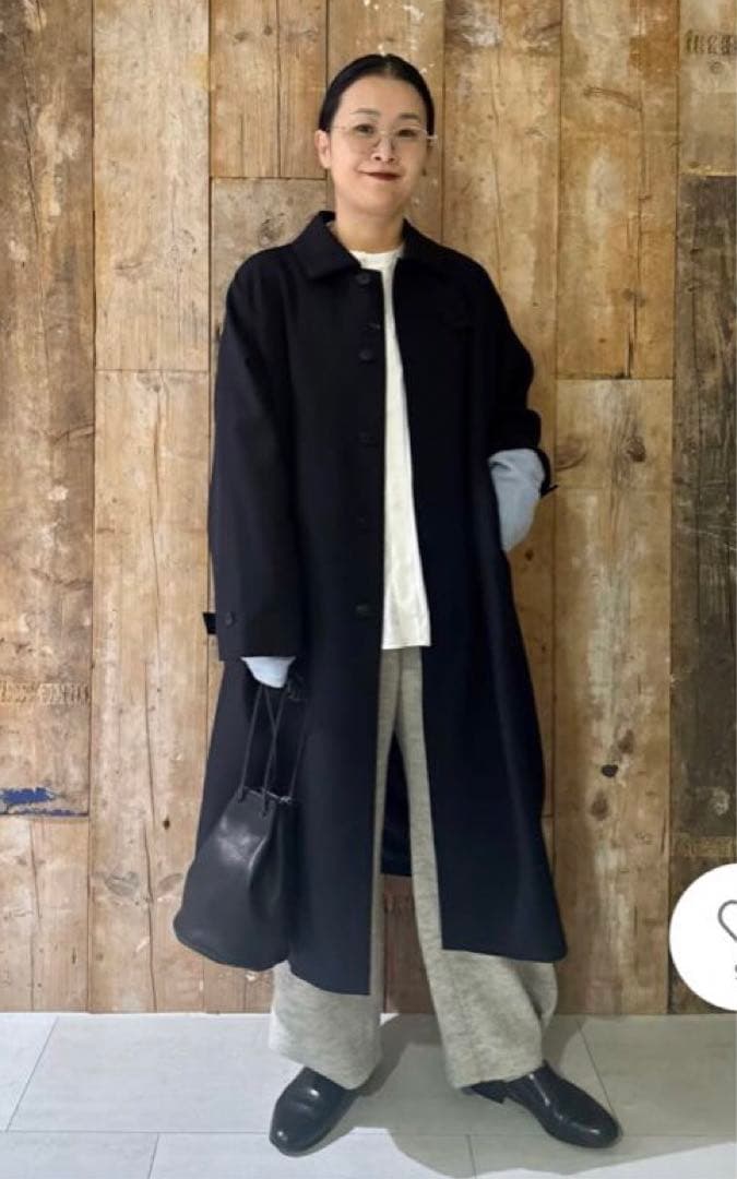 新品タグ付き　かぐれ　ウーステッドウールコート　NAVY